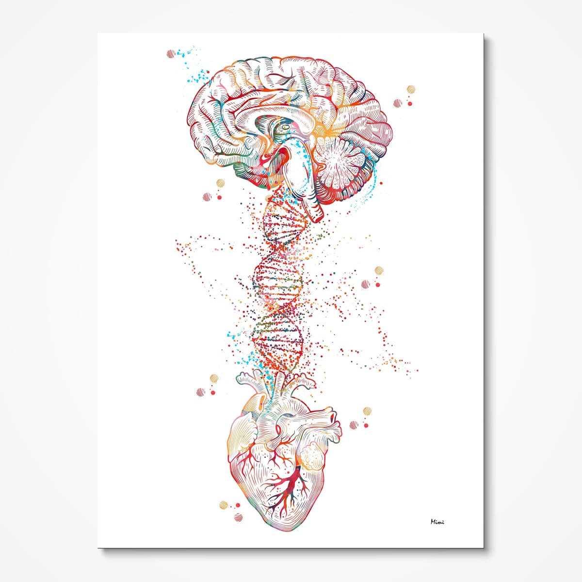 Brain and DNA watercolor illustration for anxiety pharmacogenomics